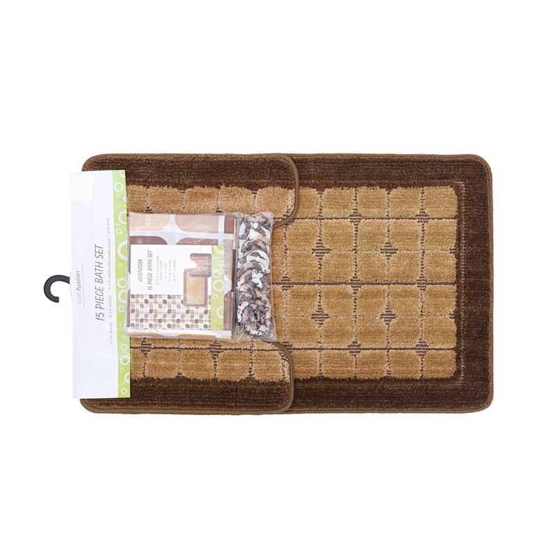 Prolyproplene bath mat bath rug 2pcs set combine with curtain latex backing accent carpets