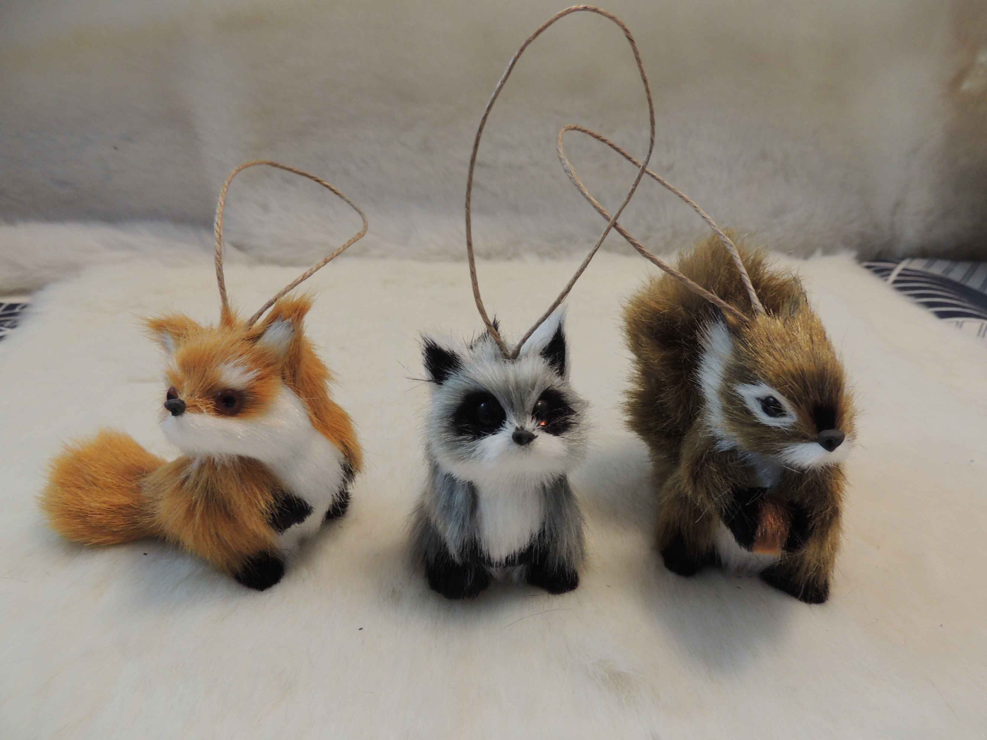 Set of three fox&racoon& squirrel