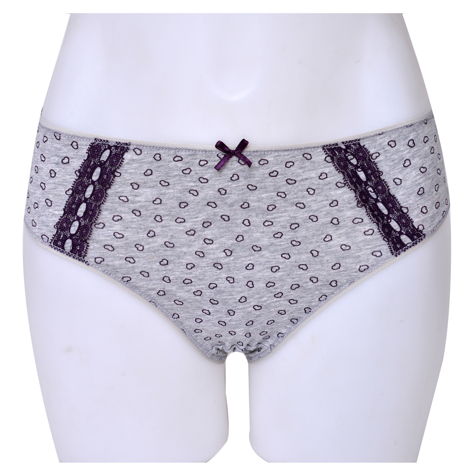 Lady Skin Friendly Comfortable Cotton Picot Elastic Wb Lace Insert Both Sides Brief