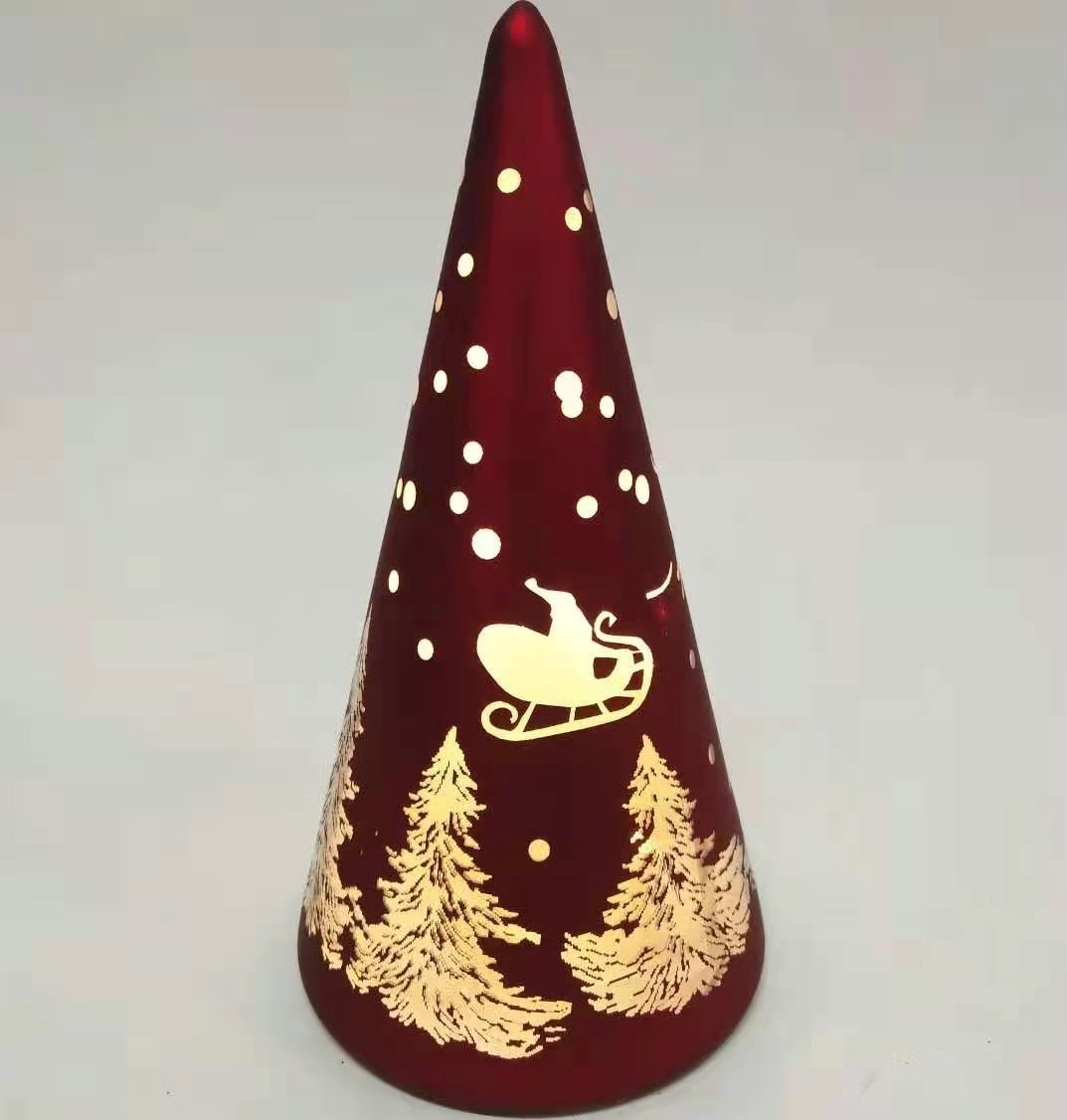 LED Glass Christmas Tree with Laser Paper | Table Gift Decor