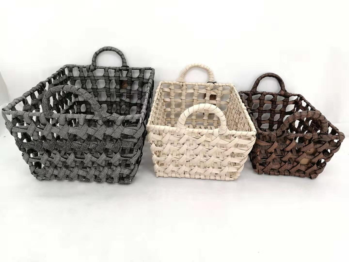 PE tube woven storage basket