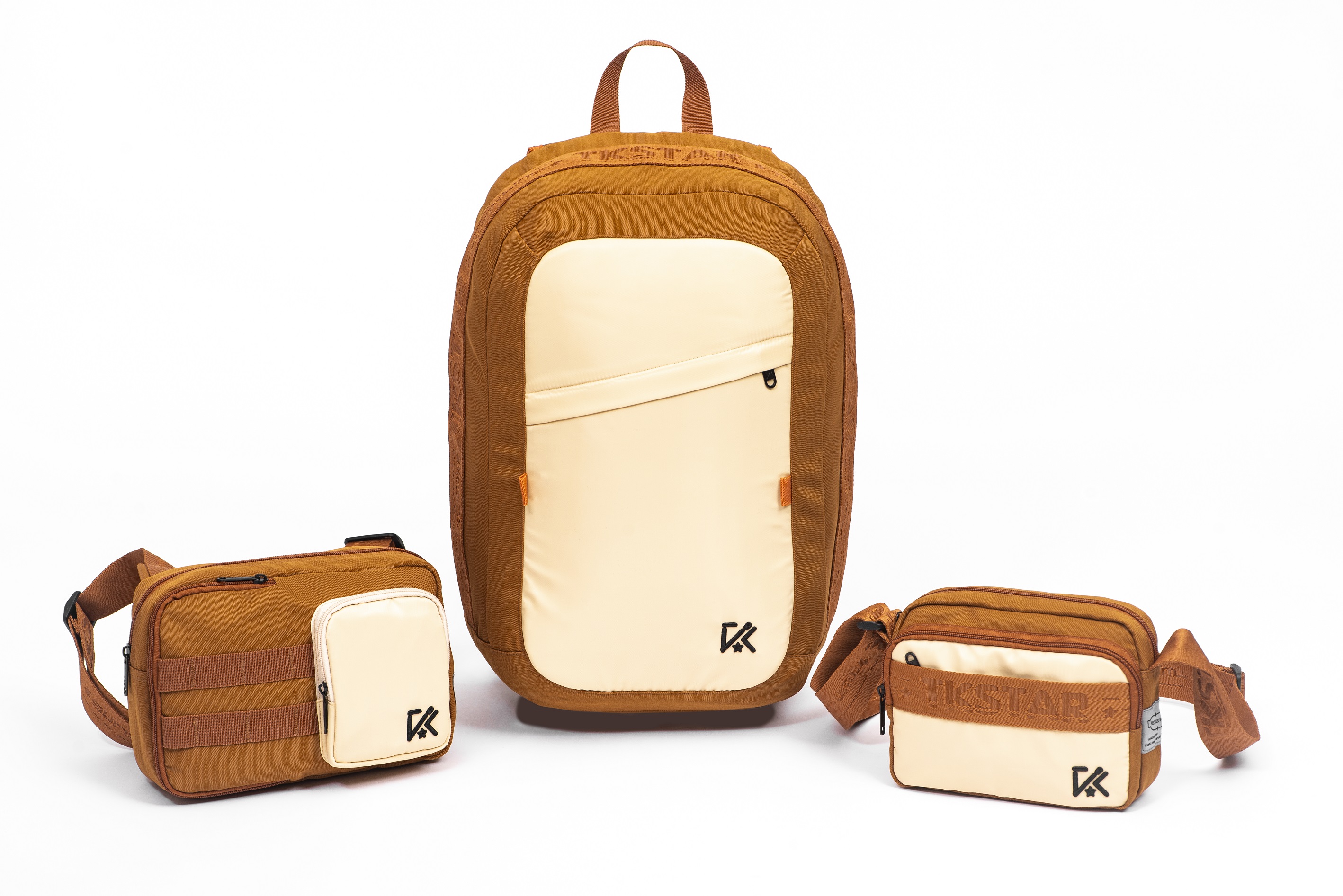 Fashion jacquard ribbon and Eco-friendly RPET fabric leisure backpack
