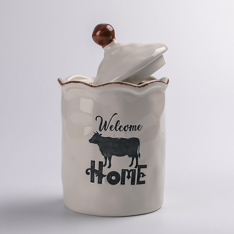 Ceramic water dipping agent village series with cattle pattern storage jar