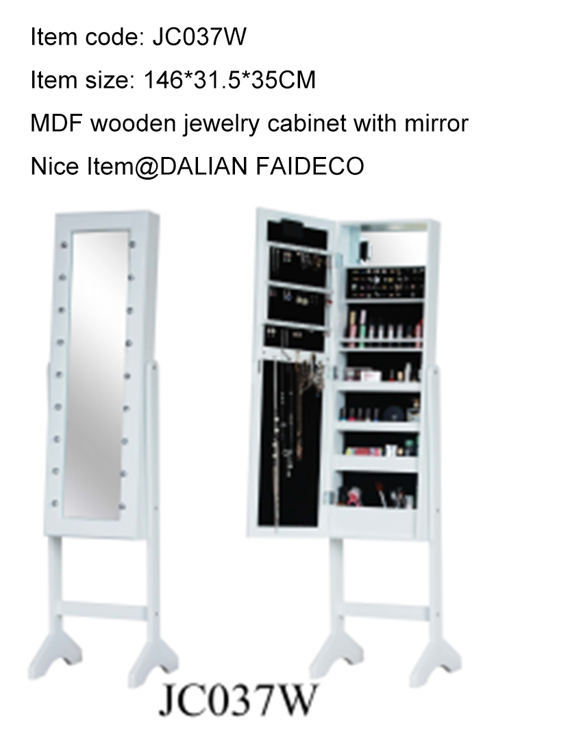 MDF Wooden cabinet with metal hangers and a mirror and legs