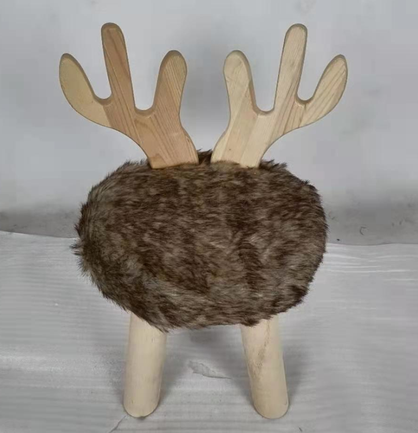 YR21032737 Zhengheshun Kids furniture animal shaped stool in faux fur