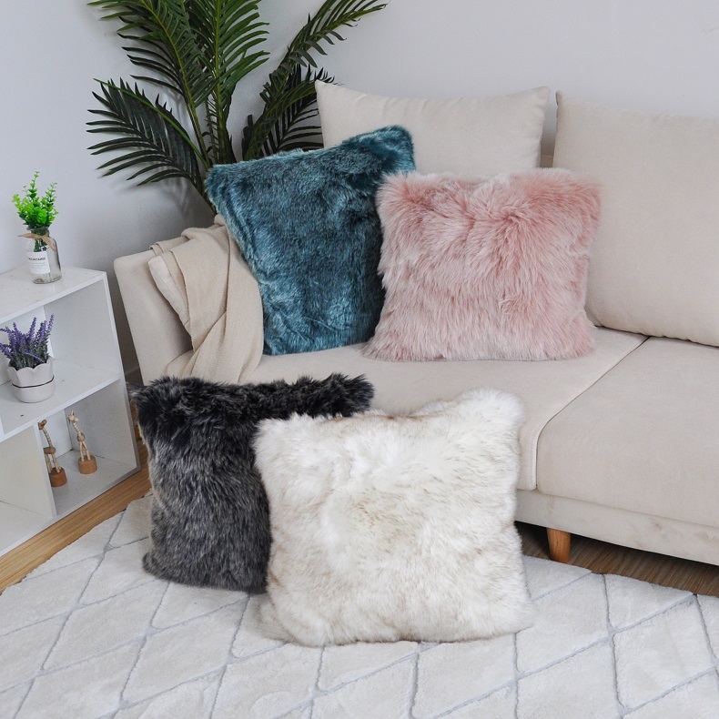 European faux fox fur pillow cushion washable faux fur throw pilows for living room sofa chair decoration pillows
