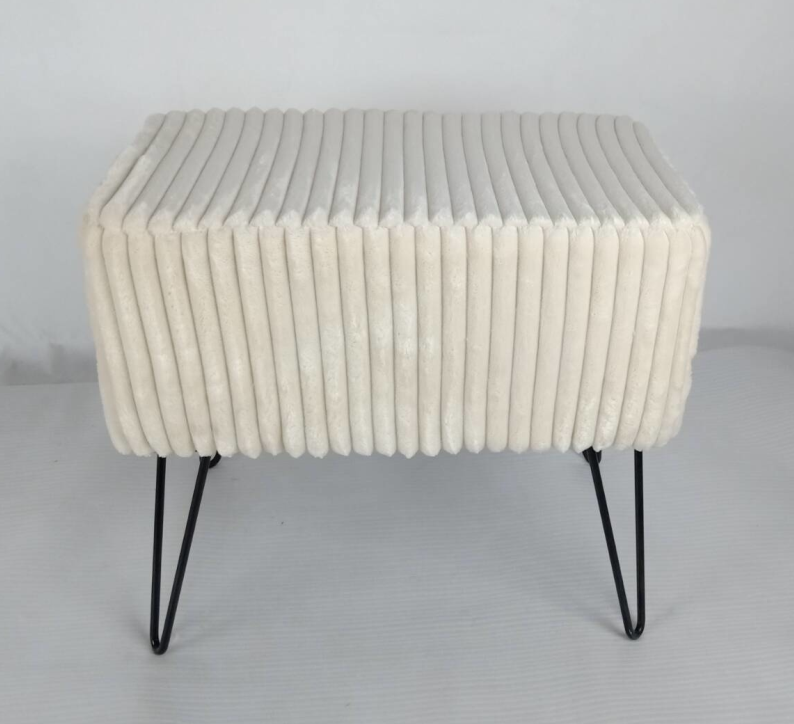 YR21032735 Zhengheshun Bedroom furniture Stool in corduroy with black iron leg