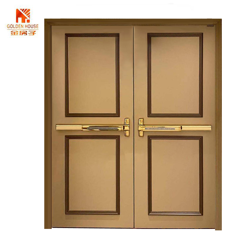 emergency exit theatre modern double steel anti fire panic bar doors with metal strip