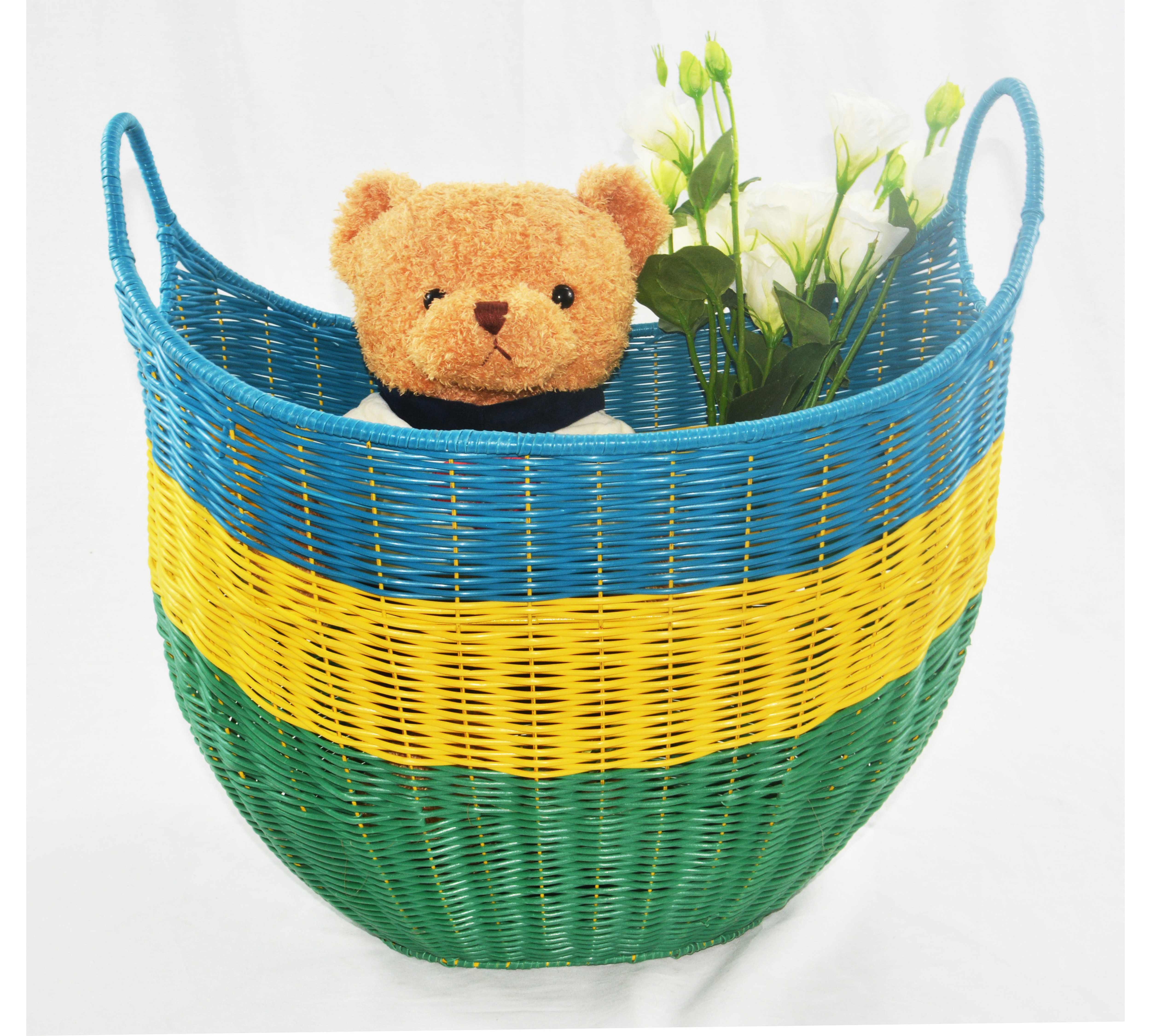 Plastic Rattan Wicker handmade Laundry Storage Basket with handle