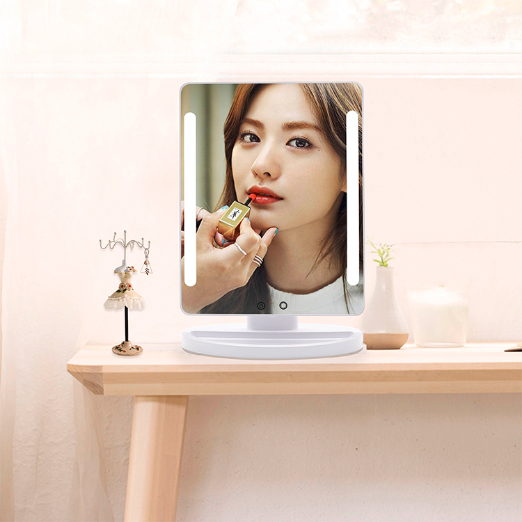 Large 40*57 cm White Square table cosmetic mirror desktop led vanity lighted makeup mirror
