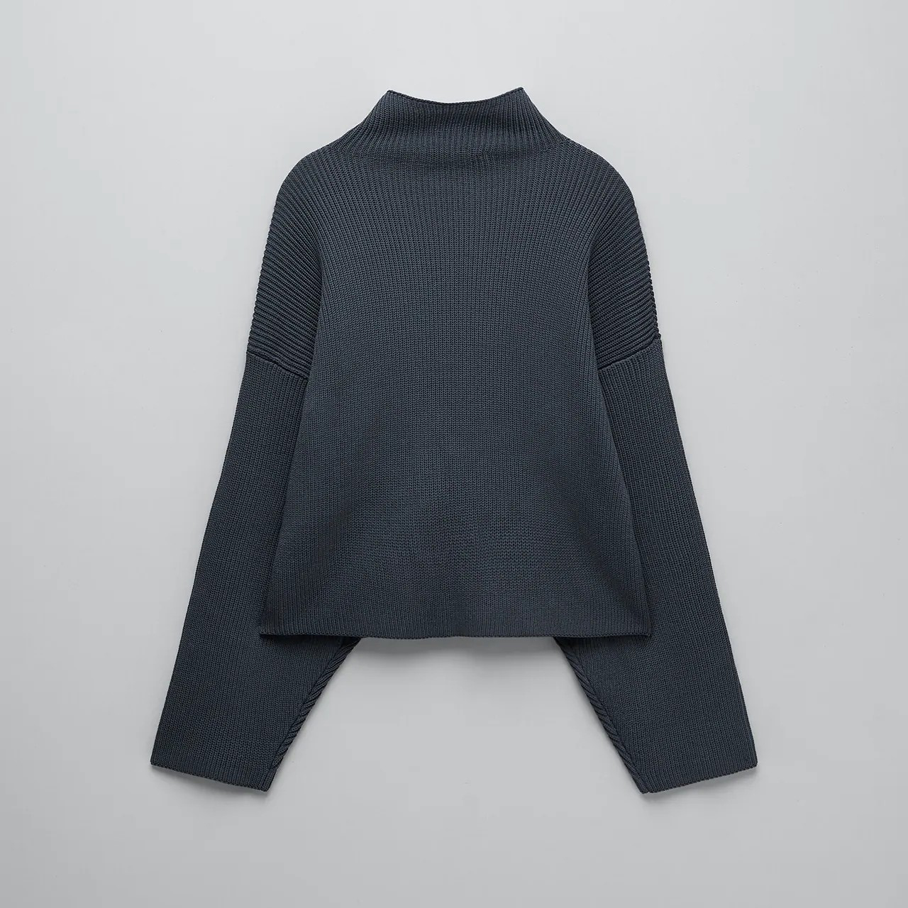 plain ribbed plus size sweater for women