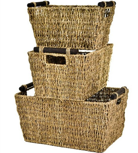 KINGWILLOW Hot selling customized seagrass storage basket grass storage basket