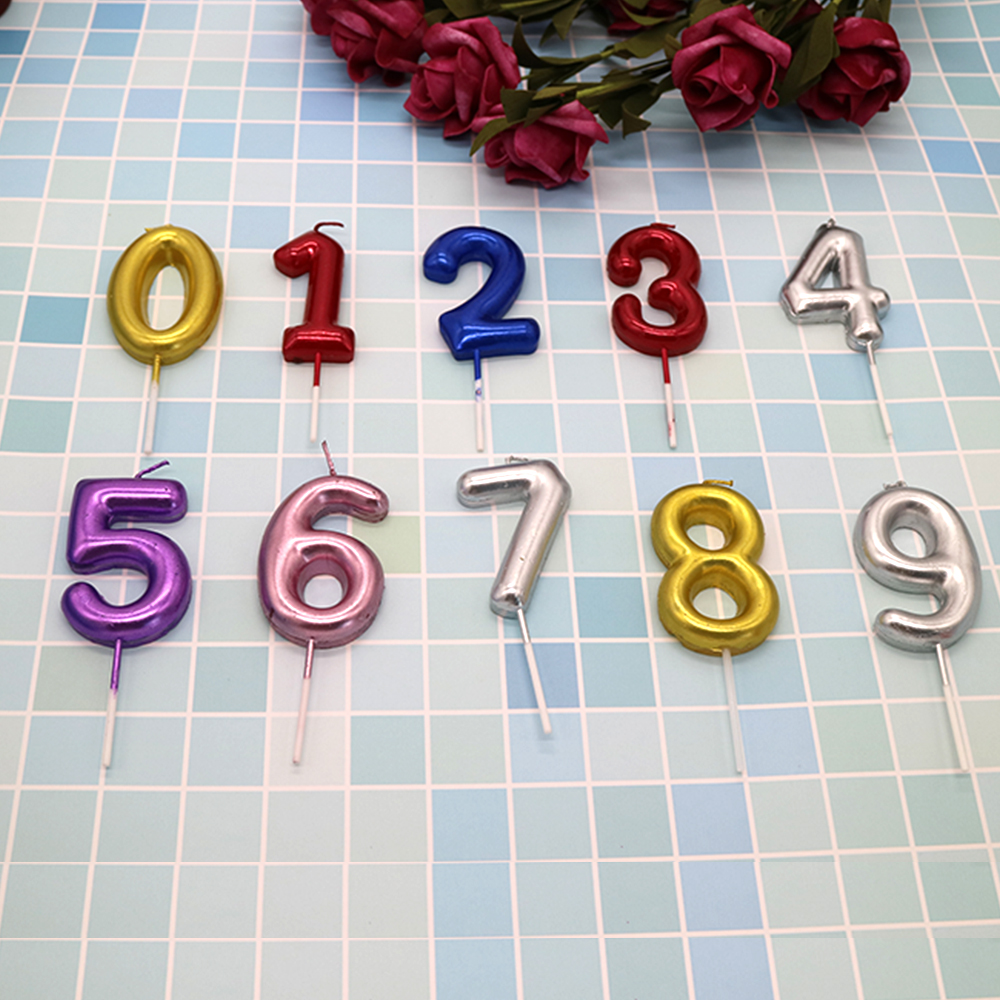 2021 new design gold and sliver number shape candles