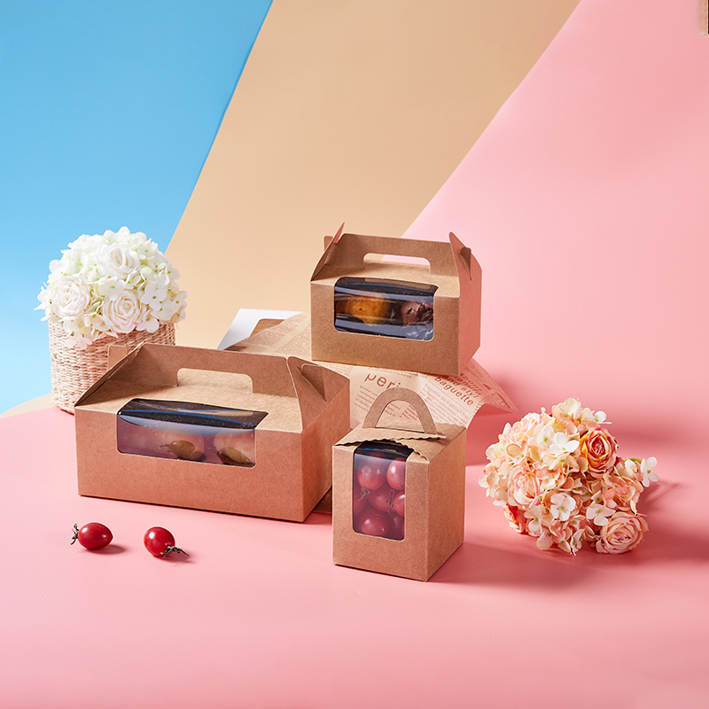 L-008 Recyclable 1/2/4/6/12 Holes Custom Food Grade Kraft Paper Cake Gift Box