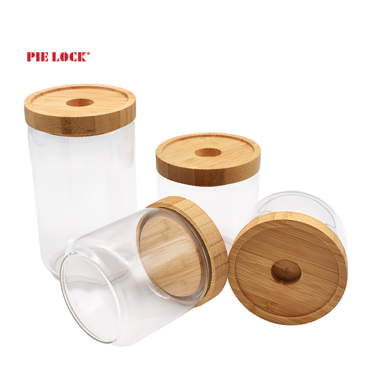Glass storage jar with bamboo lid
