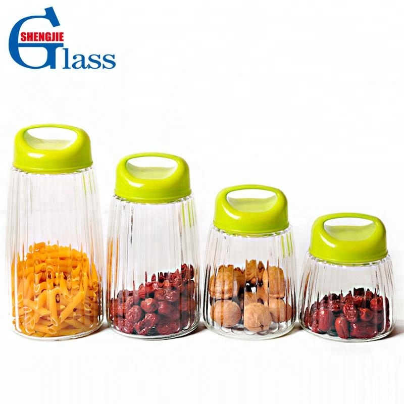 Unique Design Candy Jars Glass and Plastic Handle