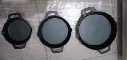 8“/10"12"” cast iron round skillet fry pan with dual handles pre-seasoned