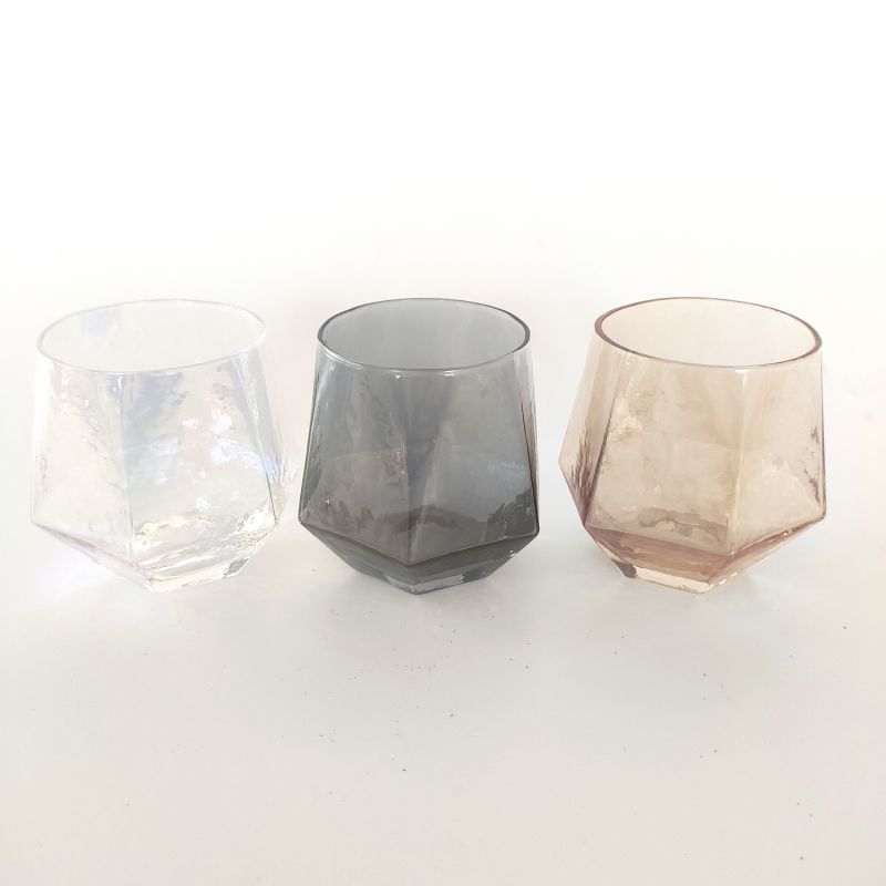 Geometric style pearl effect glass candle holder scented candle jar