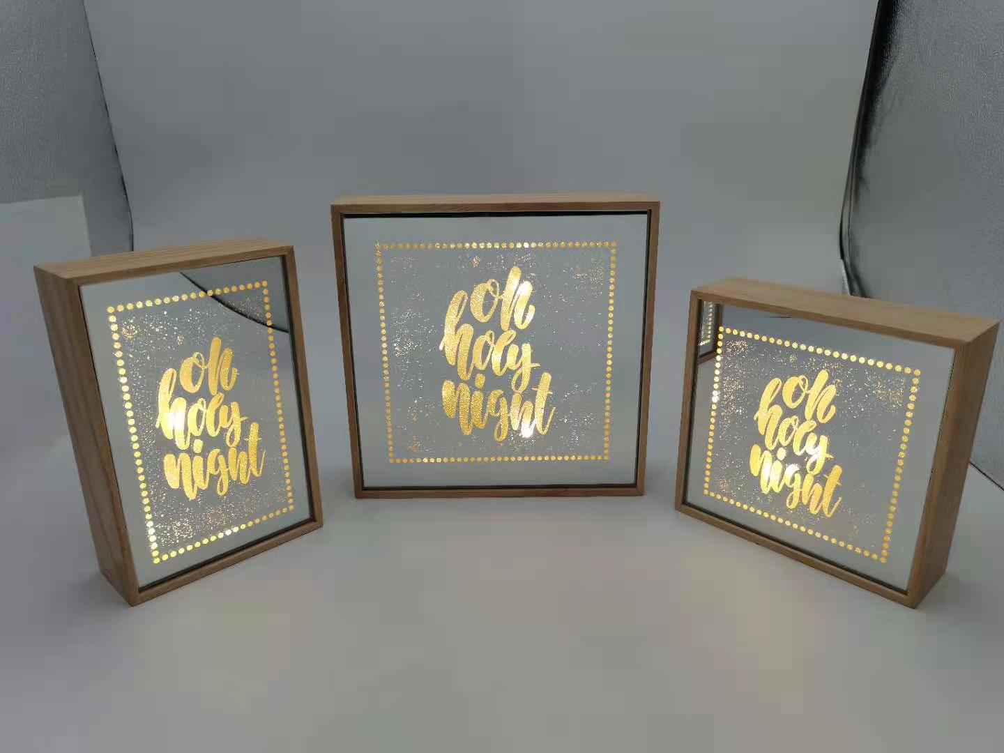 LED Glass Wood Frame