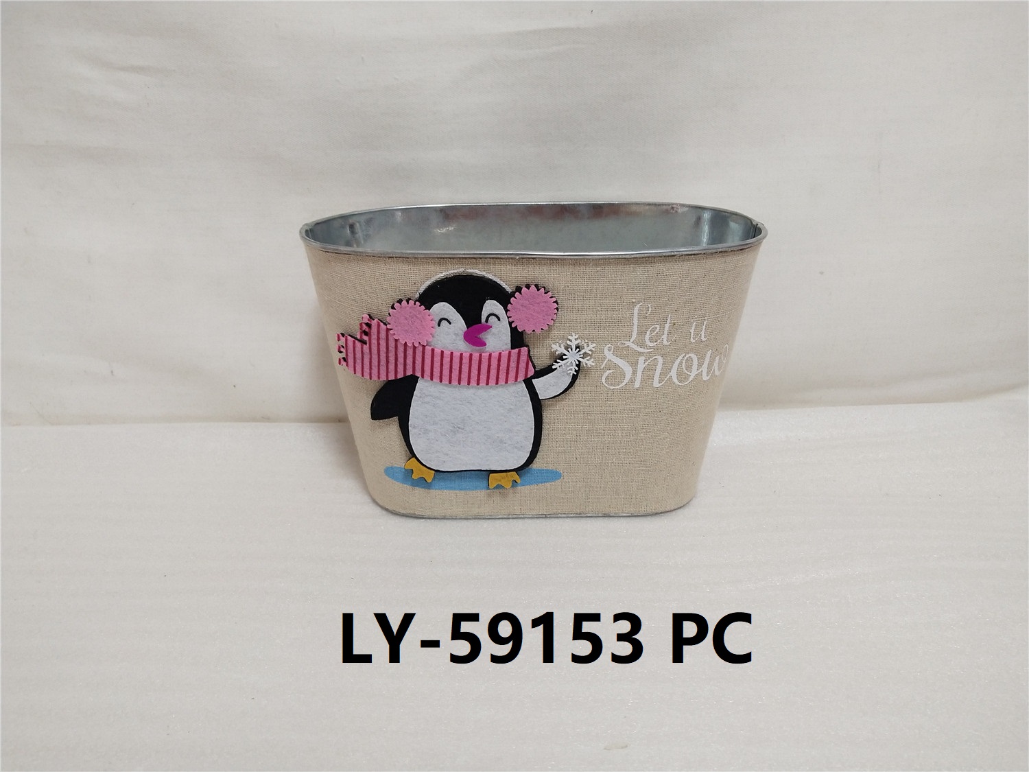 Oval shape Christmas metal bucket