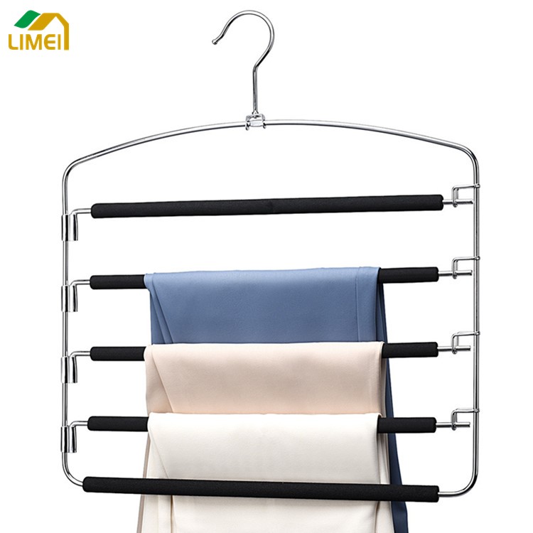 Multi-layer, 4-layer and 5-layer multifunctional eva foam non-skid pants hanger folding hook storage magic rack