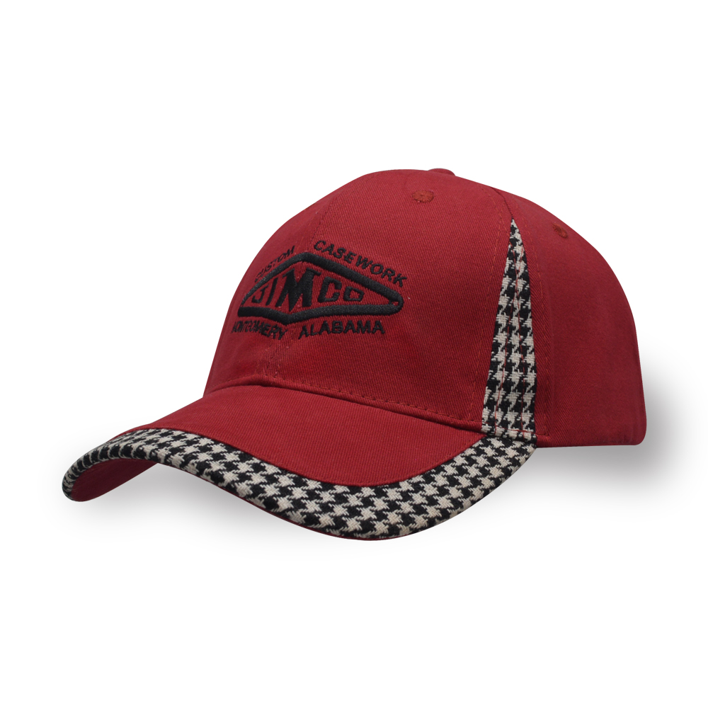 6 panel embroidery connected panel binding brushed cotton twill baseball cap