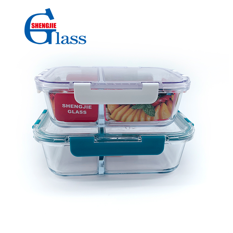 Glass food container 2 compartment new product