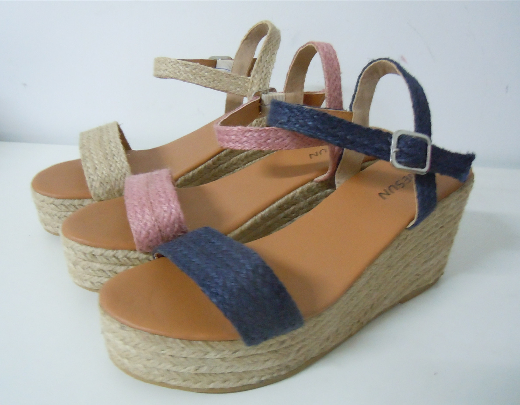 LE192170 Sandals,Linen Sandals, Cork Sandals