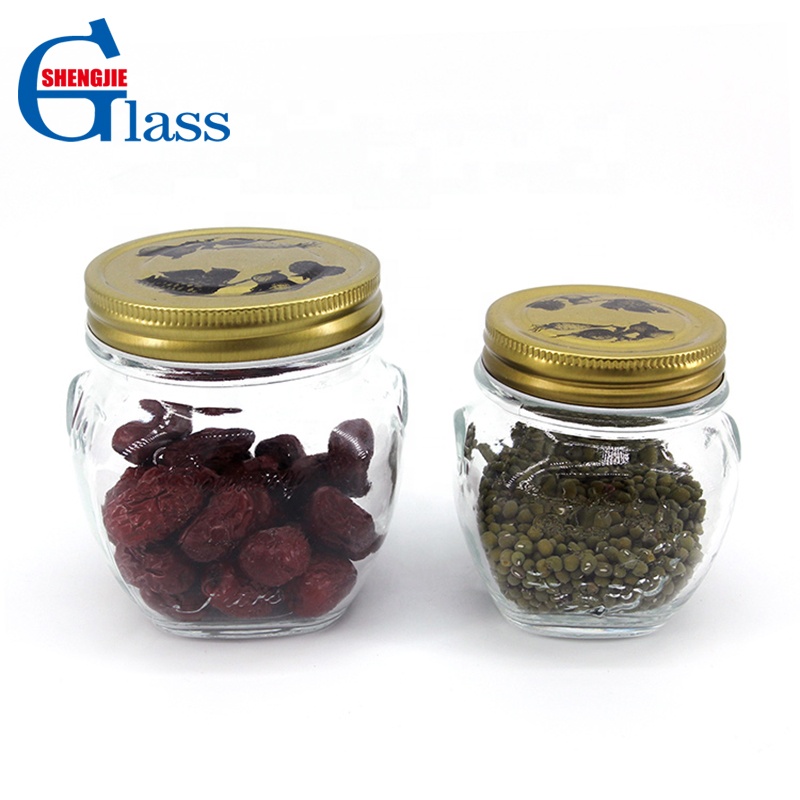 Clear Round Glass Honey Jam Canning Jars with Tinplate Lids