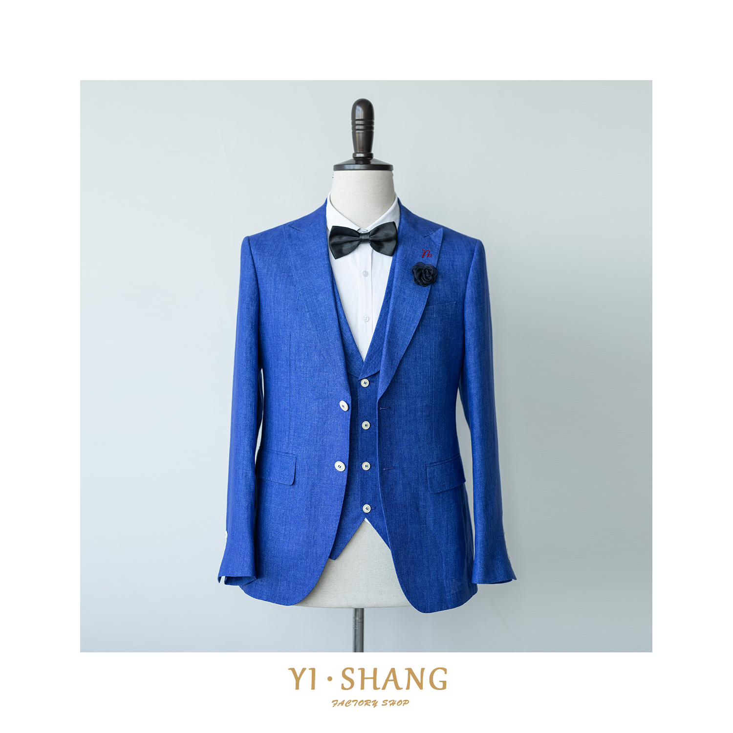 YISHANG Blue Gentleman Three-piece Suit