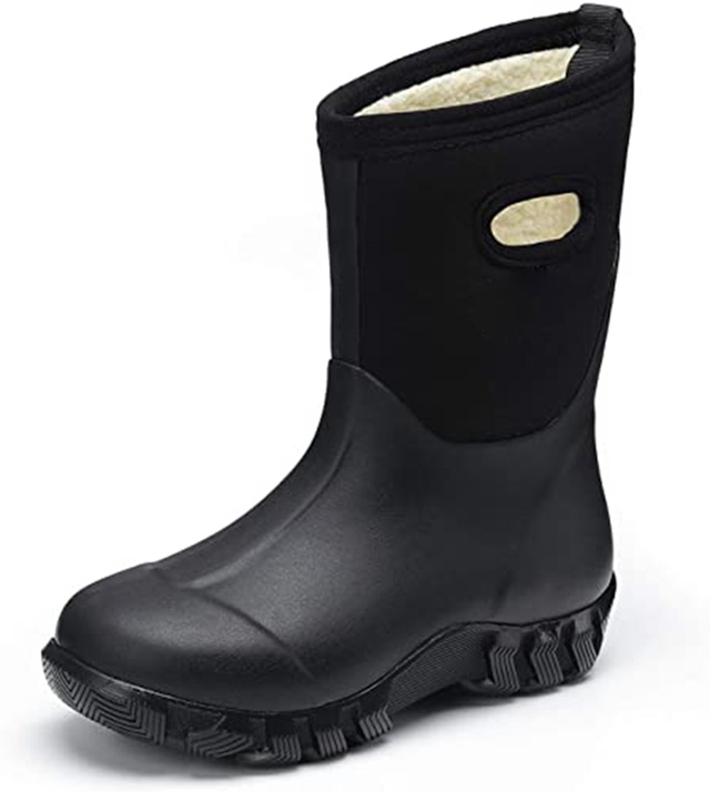 Kids Rubber Wellies 100% Waterproof Fishing Walking Neoprene Boots with Warm Liners for Boys and Girls