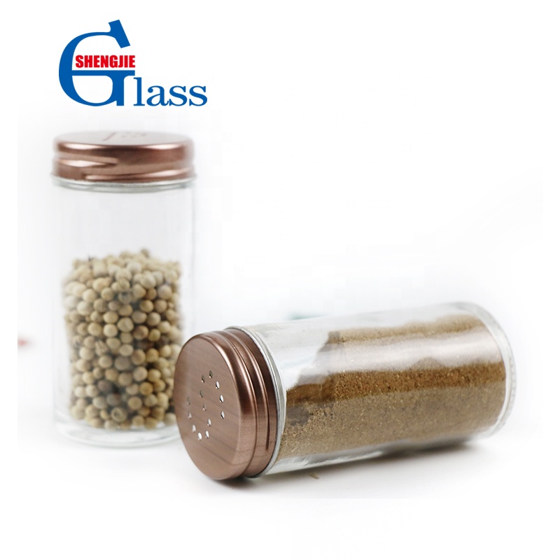 80ml Clear Round Glass Empty Spice Jars with Copper Tin Lids