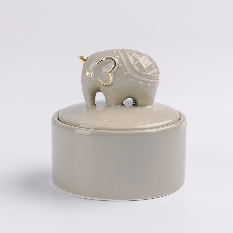 Ceramic grey elephant series jewellery box