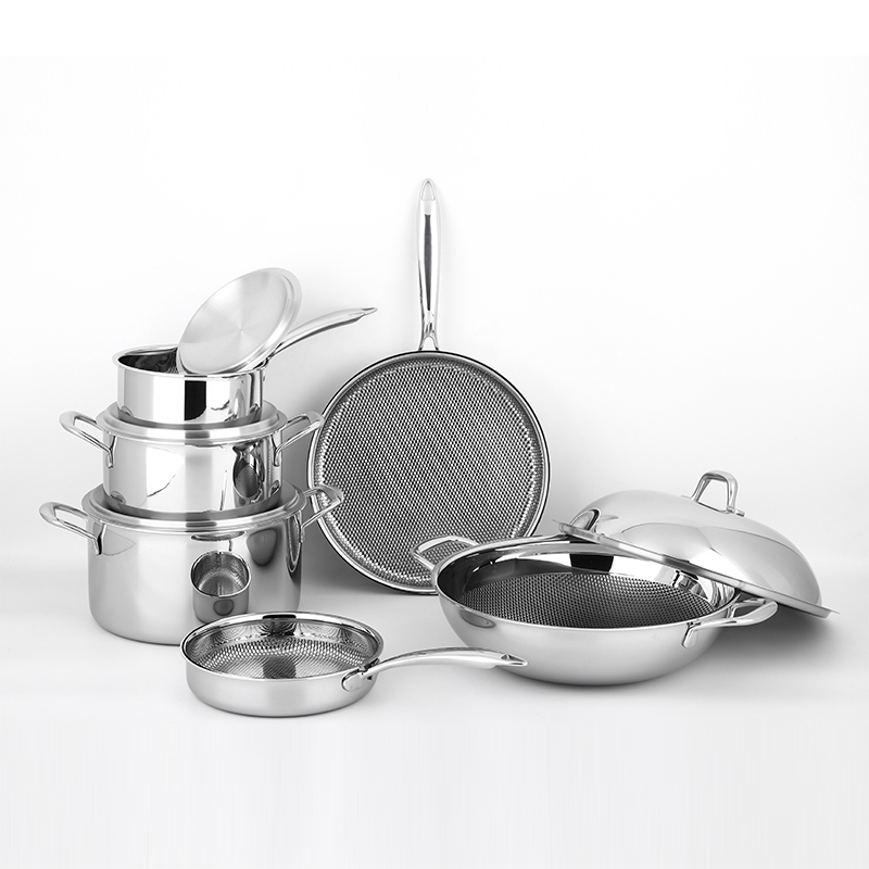 10pcs STAINLESS STEEL POT SET