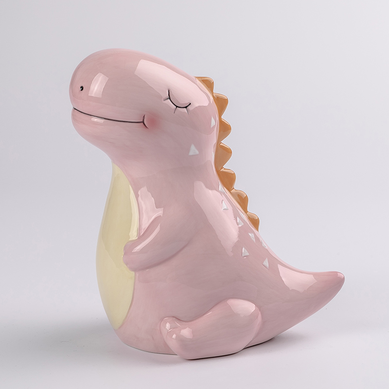 Dinosaur shape ceramic money box, cartoon animal shape piggy bank for children