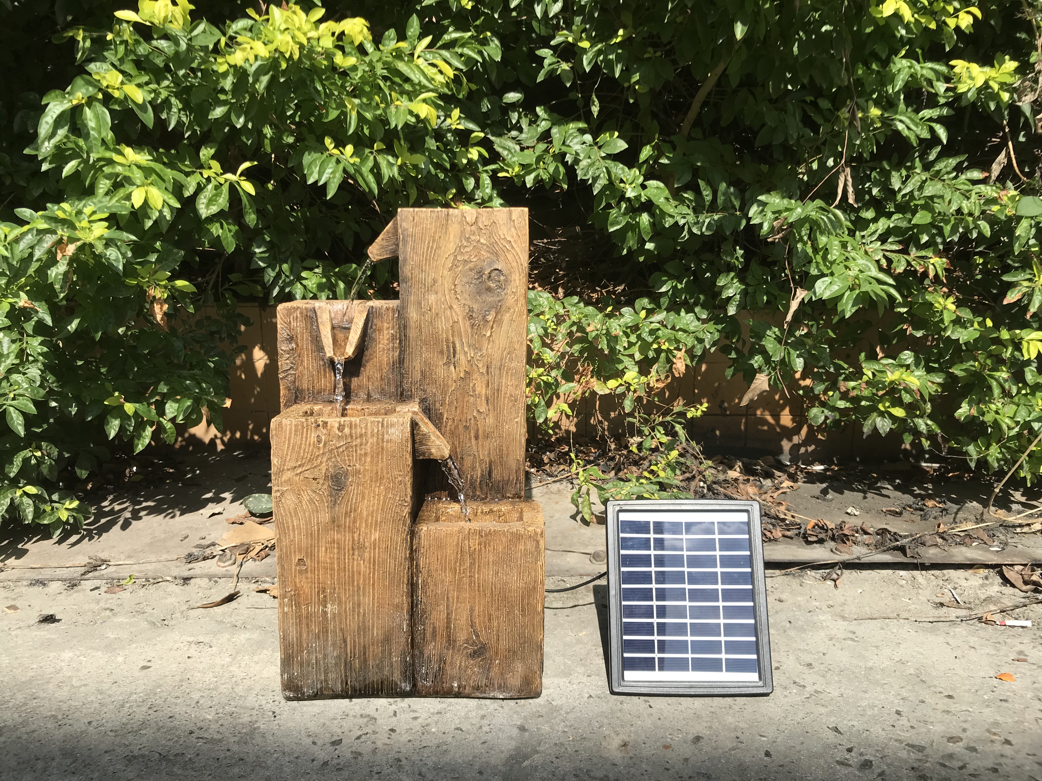 hotselling wood grain solar water fountain
