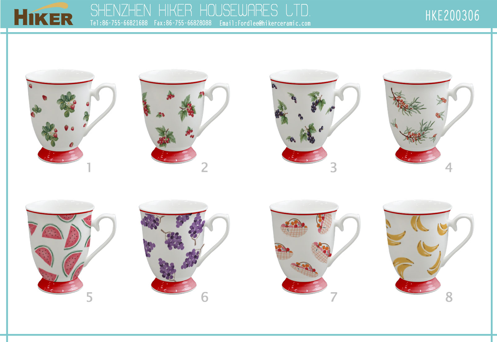 13oz New Bone China Footed Mug Fruit Series