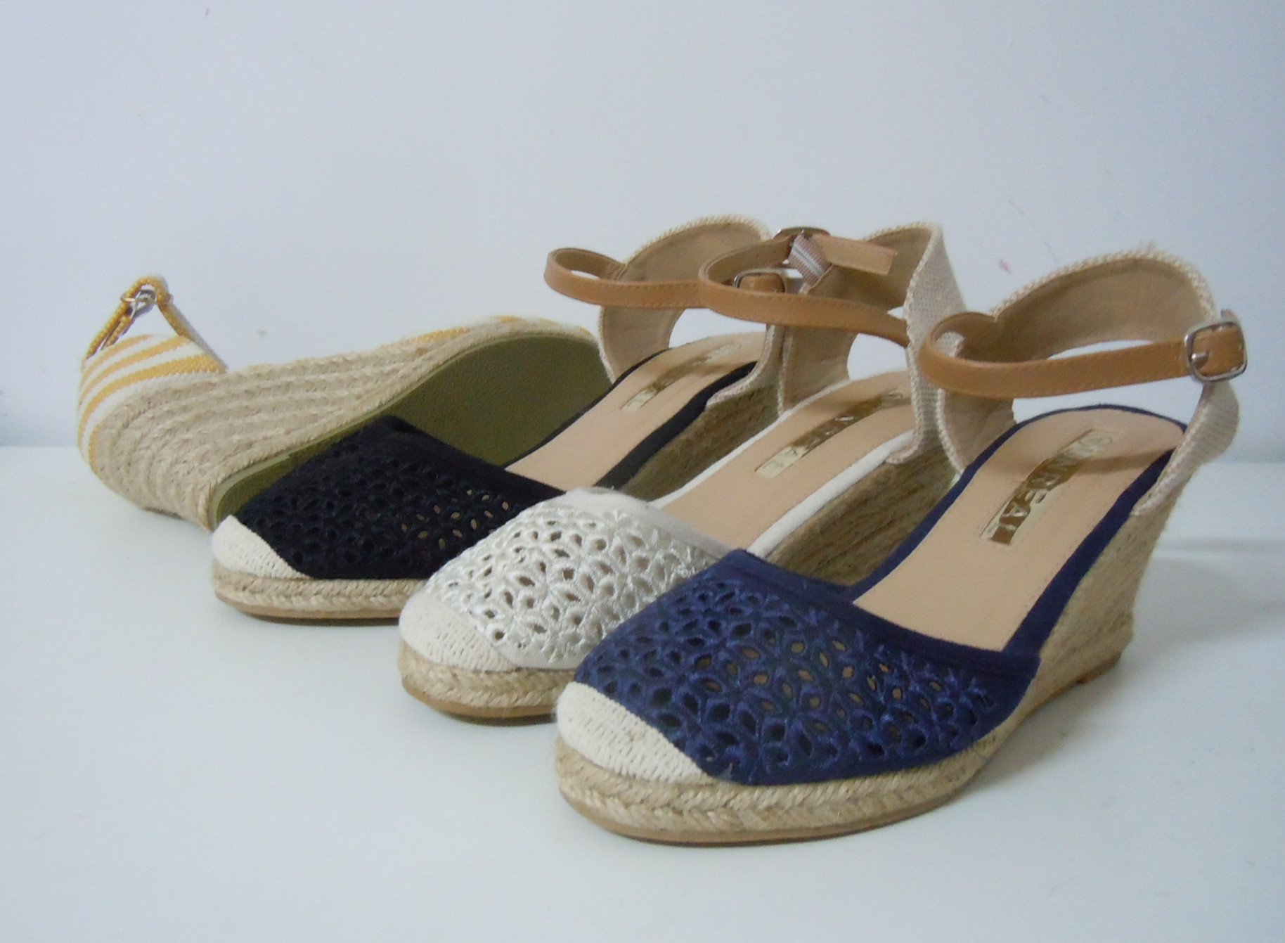 LE192160 Sandals,Linen Sandals, Cork Sandals