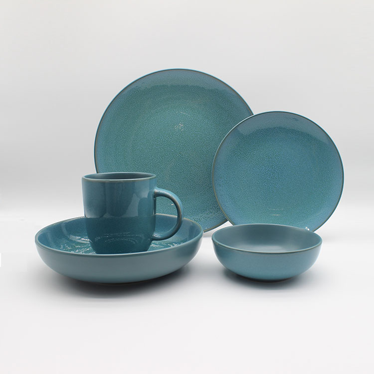 24 Pcs Porcelain Dinner Sets Creative Tableware Set Steak Plate Blue Crockery Sets Dinnerware For Wedding Restaurant
