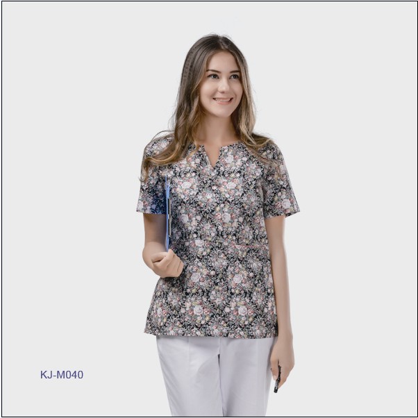 Charming cotton printed fabric medical scrub set