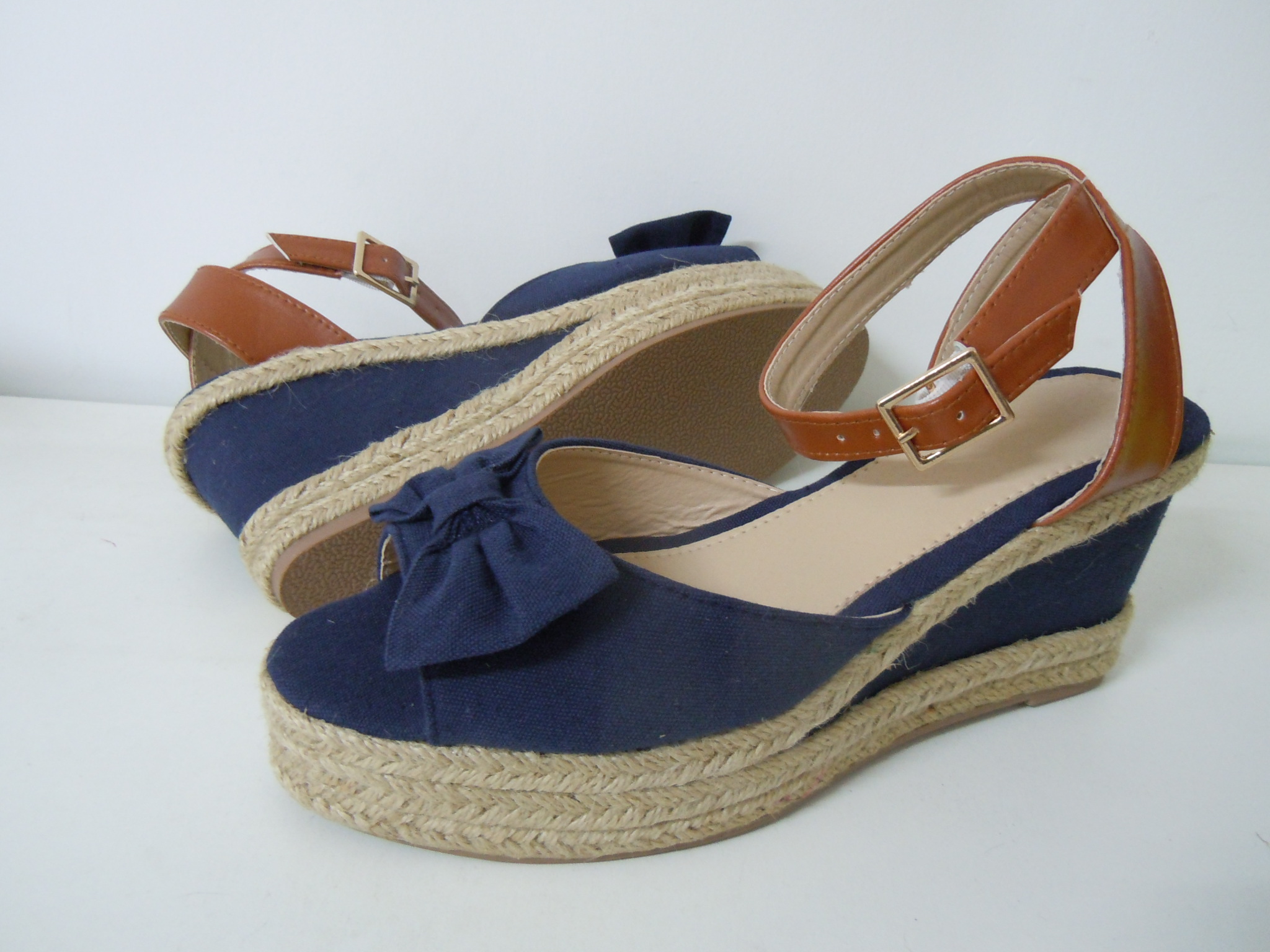 LE182137 Sandals,Linen Sandals, Cork Sandals