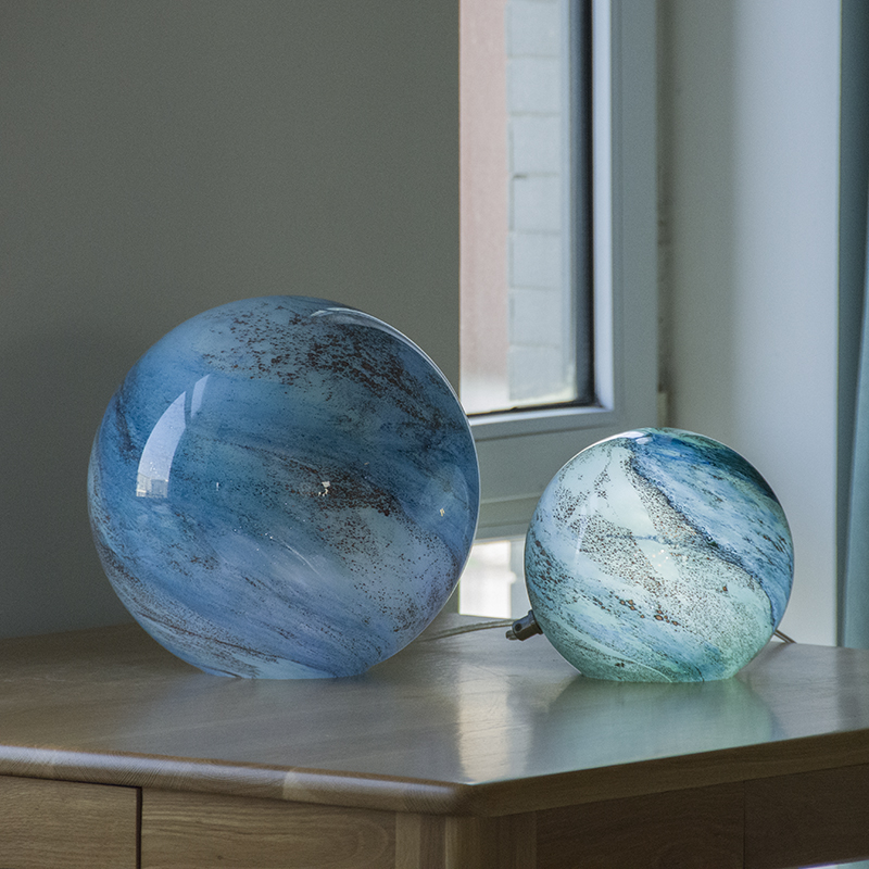 Art color glass decorative lighting handmade oval/ stone shape without base table lamp G12-22/GJ17-20/TL11/TL12 Blue Landscape