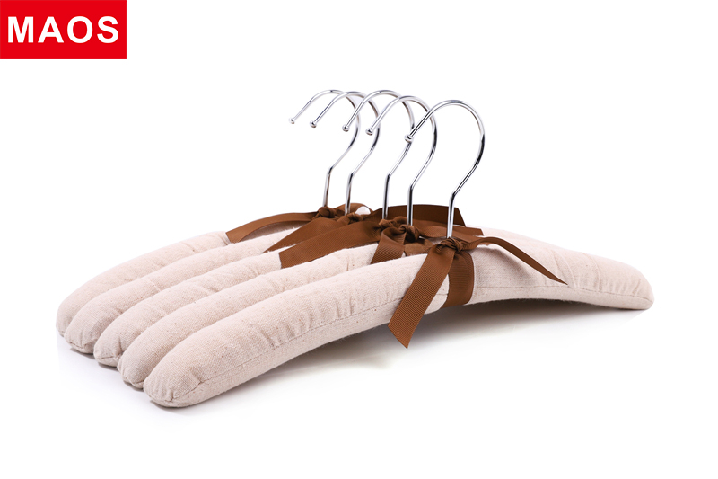 Handmade satin sponge padded hanger with inner solid wood