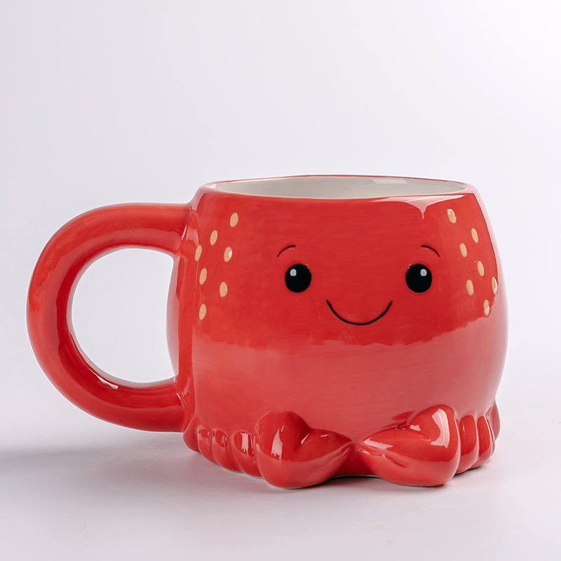 Octopus Mugs with Ceramic Crab