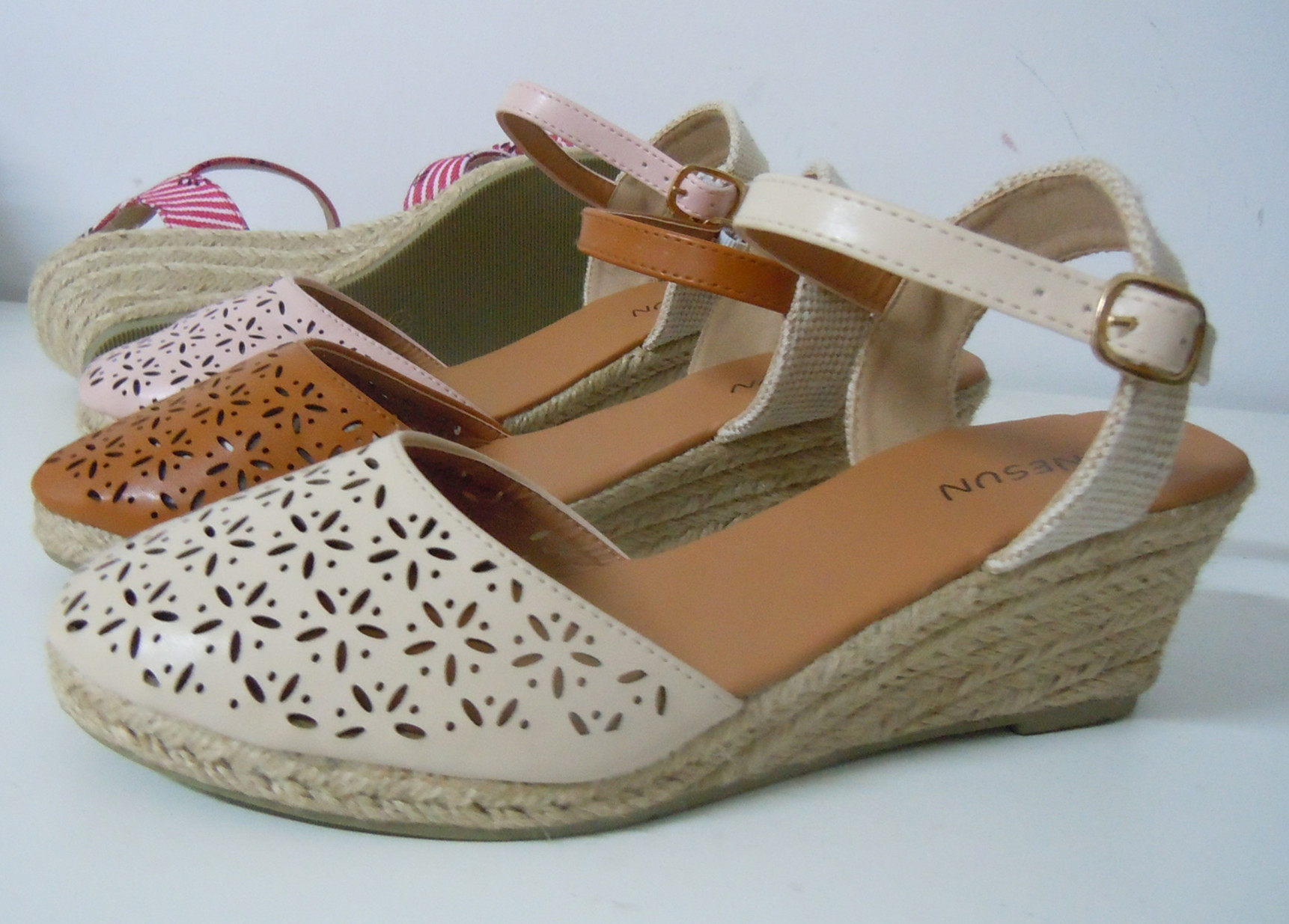 LE192169 Sandals,Linen Sandals, Cork Sandals