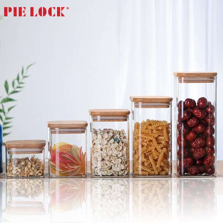 Hot Selling Glass storage jar with bamboo lid glass food jar