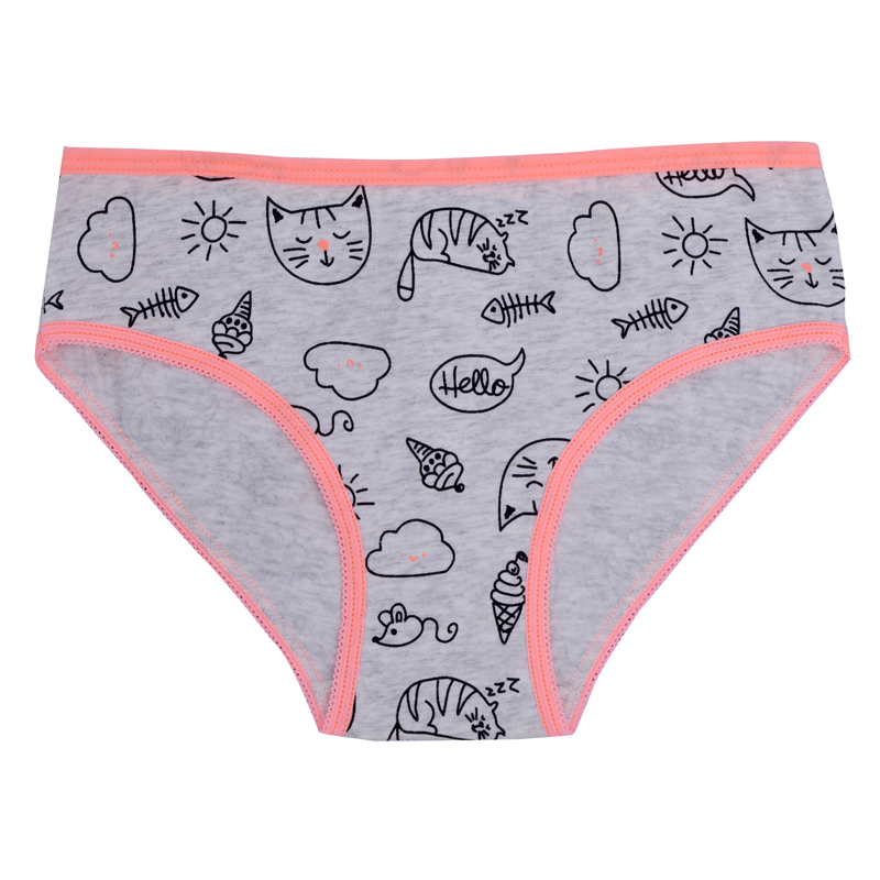 Girl Neon Folded Tape Wb Cat Aop Cotton Spandex Brief