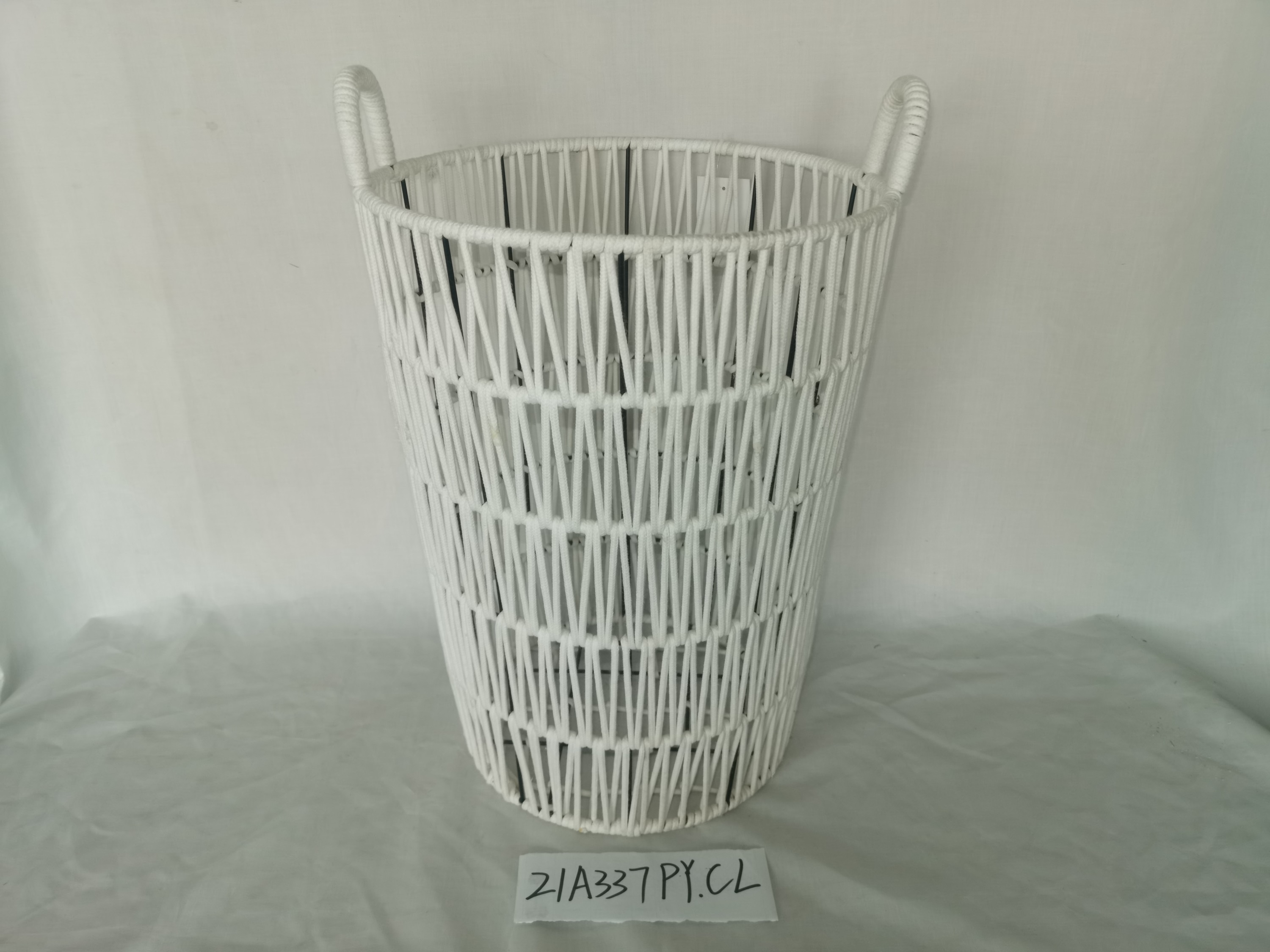 KINGWILLOW Customized and Storage Baskets Woven Basket Cotton Rope Bin, Small White Basket Organizer