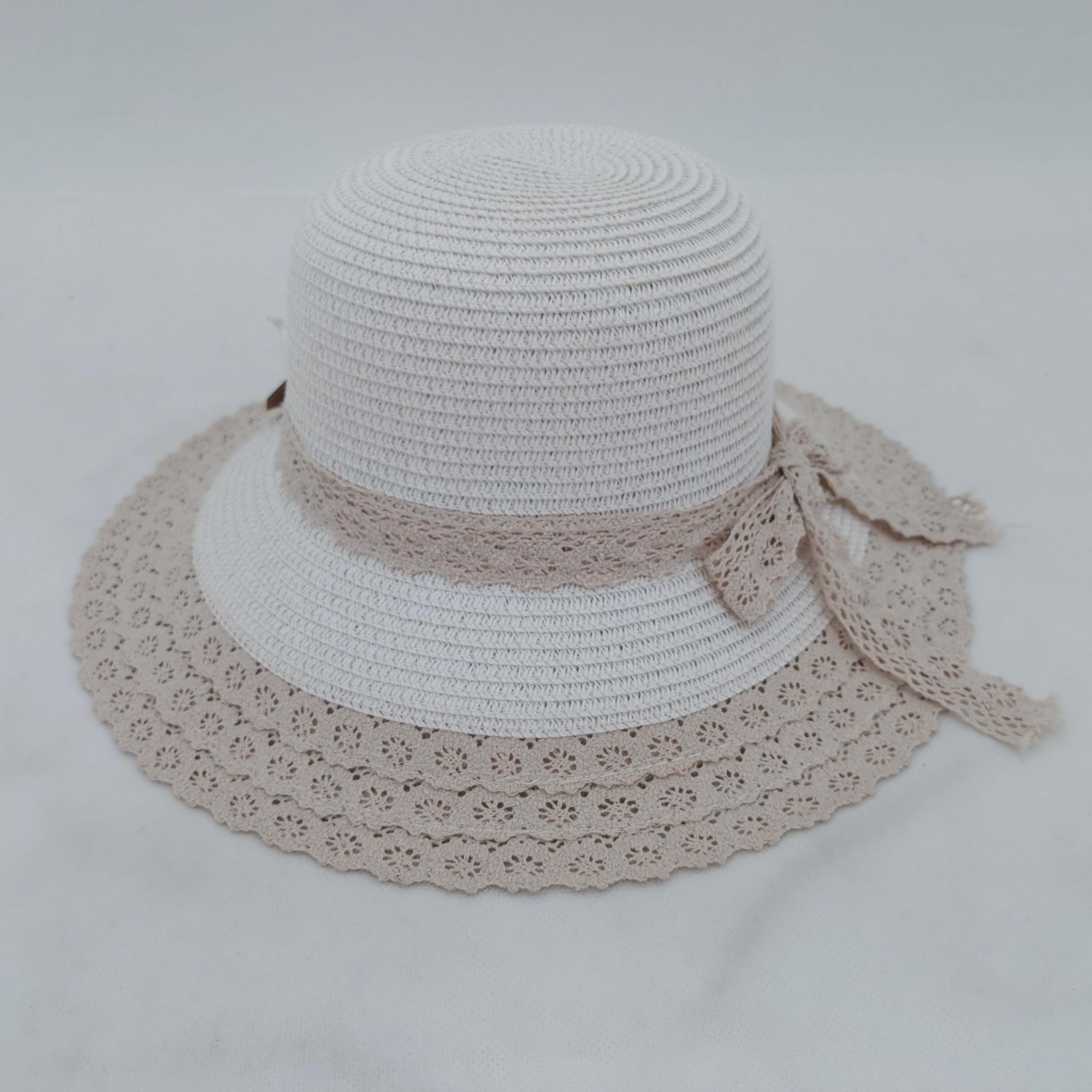 Papar material with lace fabric sewing Beach hat