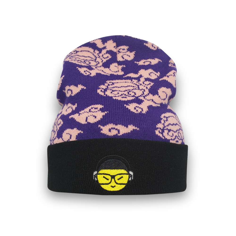 3D embroidery jaquard beanie winter hat